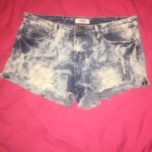Bright, acid wash jean shorts